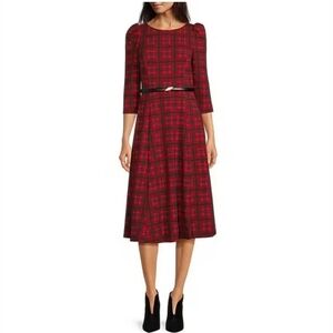 Calvin Klein Red and Black Plaid Dress